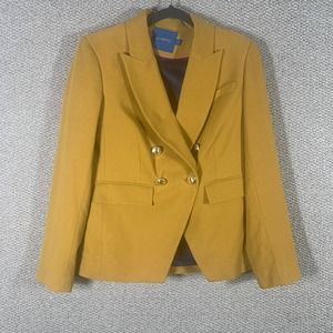 Biltmore Blazer Jacket‎ Womens 10 Brown Wool Blend Peak Lapel Double Breasted